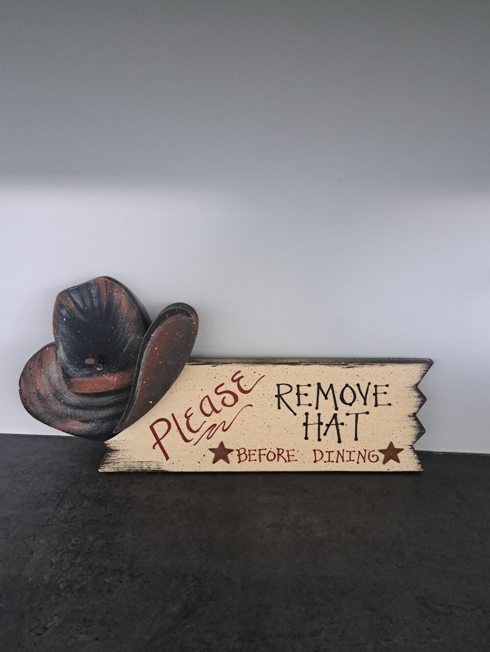 Please Remove Hat Before Dining Rustic Wall Sign